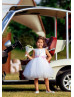 Feifei Sleeves White Lace Tulle Tutu Flower Girl Dress